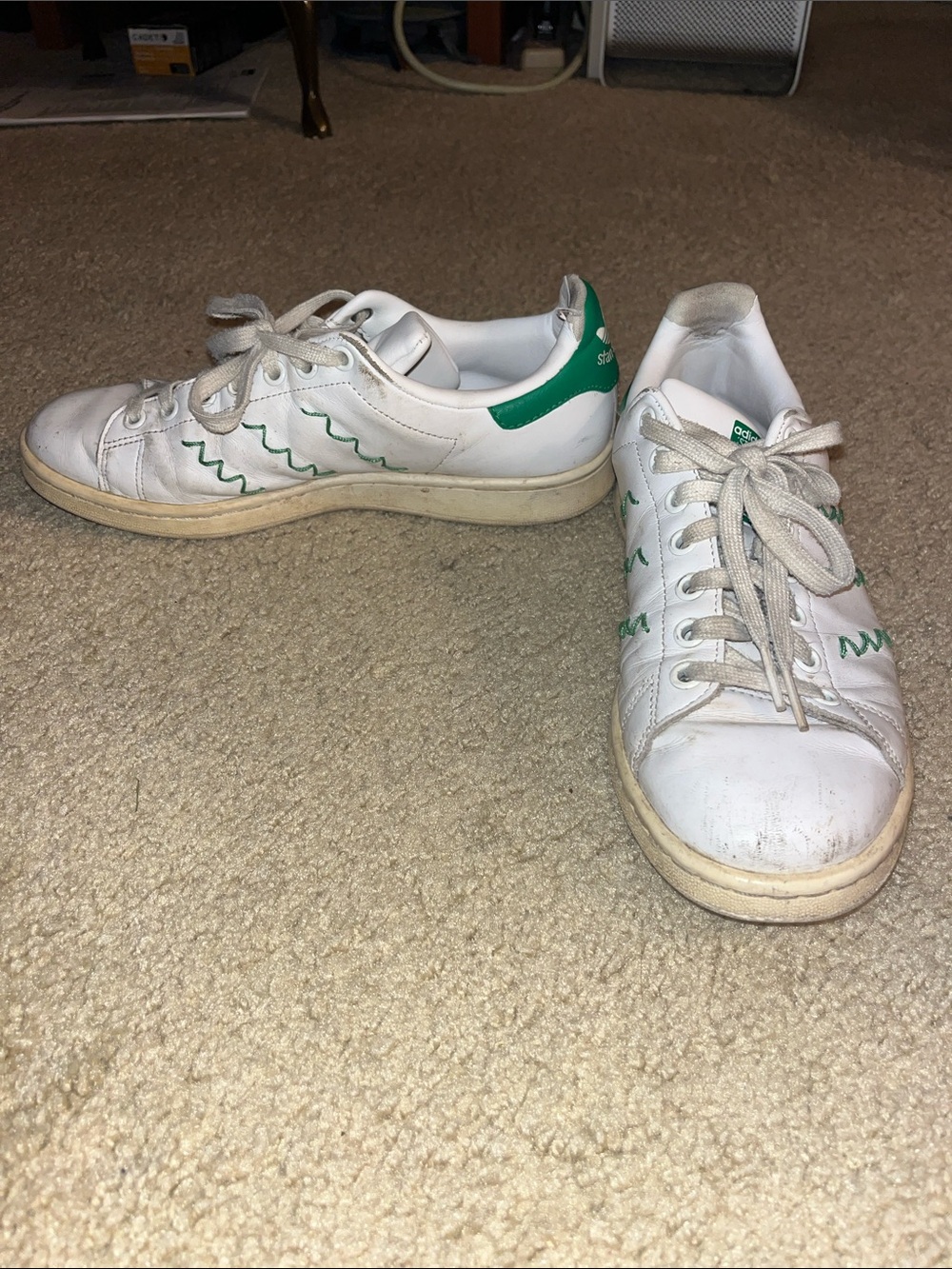 adidas White & Green Low-Top Sneakers